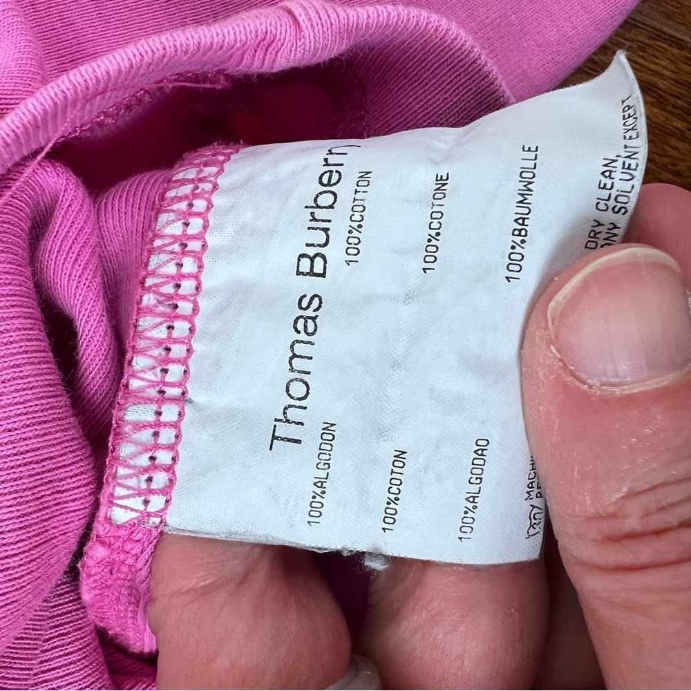 Vintage Thomas Burberry Turleneck Long Sleeve Top Pink Size S 100% Cotton - Picture 8 of 9